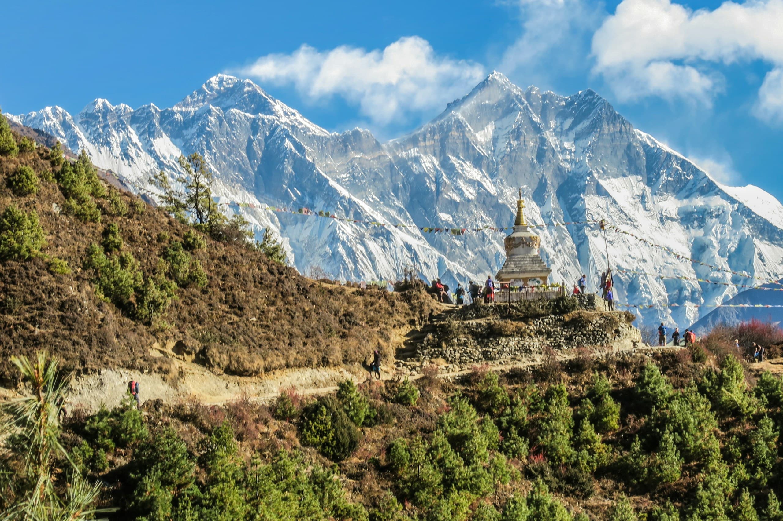 Himalayan twilight skyline rising above mountain valleys
